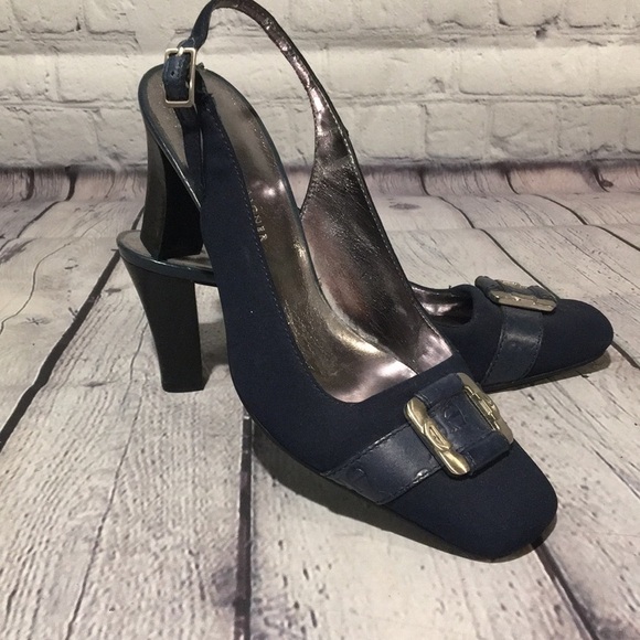 Etienne Aigner Navy Sling back heels Sz 6M - Picture 6 of 7